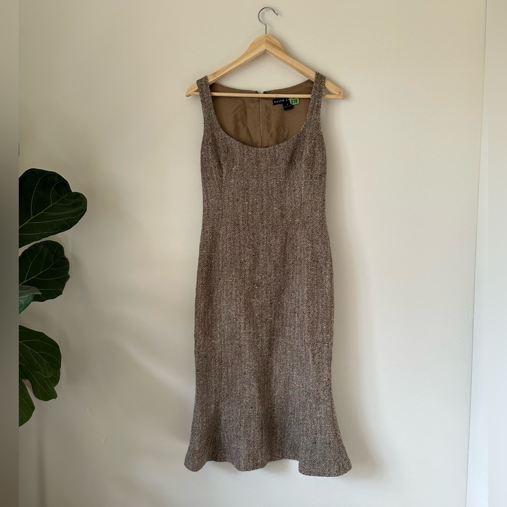 VTG Ralph Lauren Black Label Union Made Tweed Wool Blend Dress Chic Timeless Lux